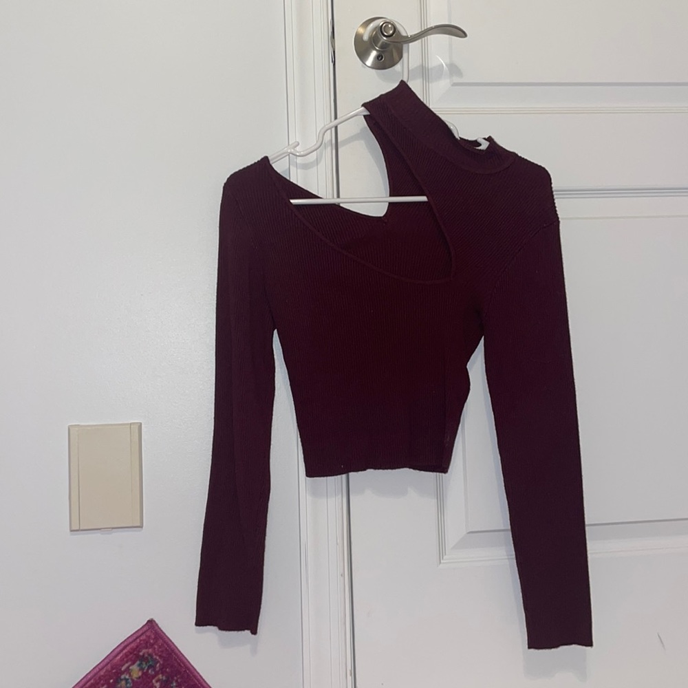 Asymmetrical Maroon Sweater Top